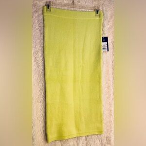 Universal Thread Ribbed Knit Midi Skirt – Neon Yellow